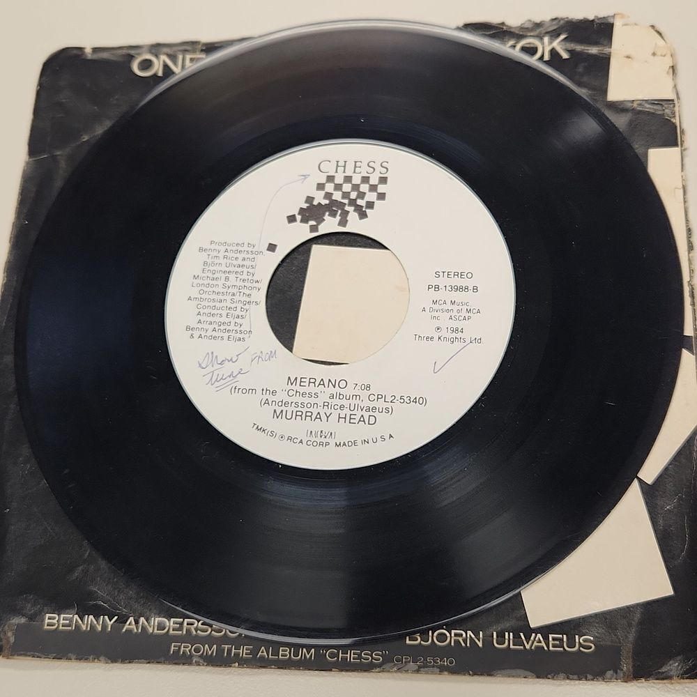Murray Head One Night in Bangkok  Merano 45 RPM Vinyl Record